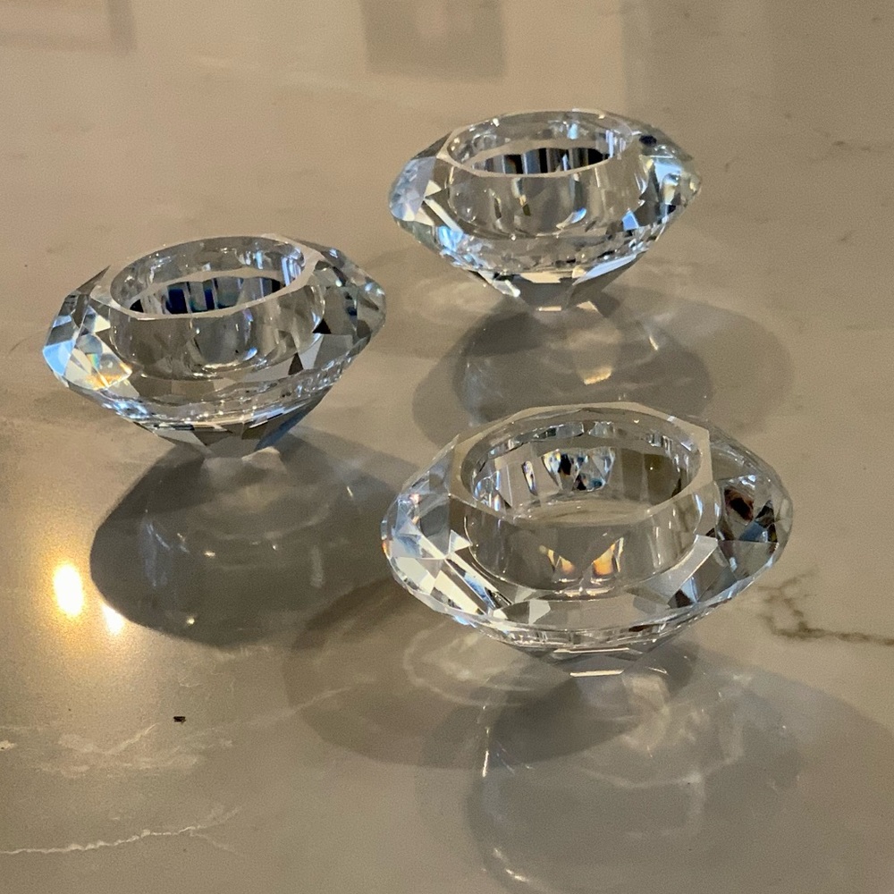 Set of 3 crystal tea light holders
